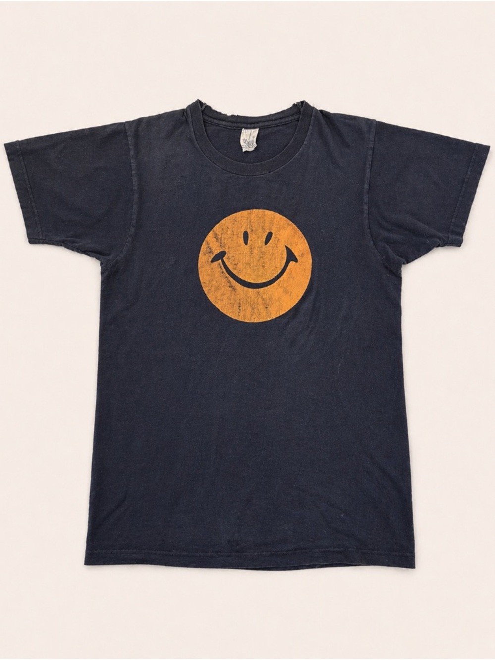 Vintage 60s 70s Harvey Ball Velva Sheen smiley face blue navy tshirt- M